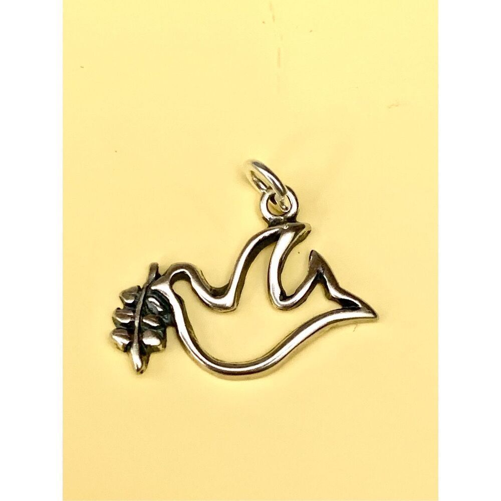 .925 Dove Peace Sterling Silver Jewelry Charm #olive branch